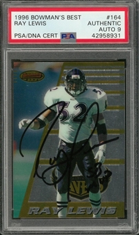 1996 Bowmans Best #164 Ray Lewis Signed Rookie Card – PSA/DNA MINT 9
